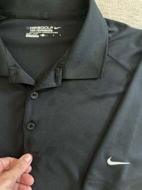 SZ L Nike Golf Tour Performance Dri-FIT Black Polo Shirt, Olde Sycamore Logo
